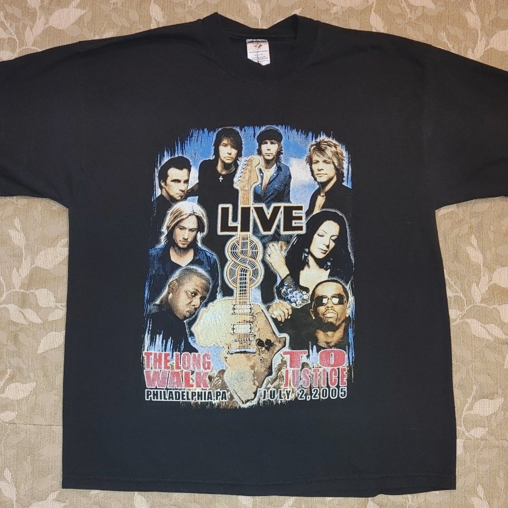 Vintage Live8 from July 2, 2005 DMB Jay-Z Bon Jovi SS T-Shirt